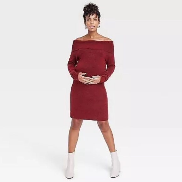 Off the Shoulder Maternity Sweater Dress - Isabel Maternity by Ingrid & Isabel S - Picture 2 of 2